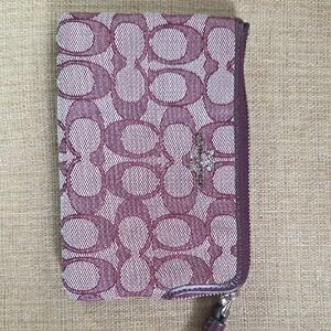 Coach Signature Wristlet in Burgundy